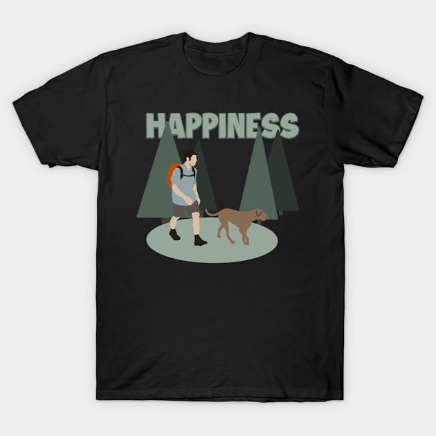 Happiness Wander Backpacking Outdoor Hiker Hiking T-Shirt by GraphicsLab